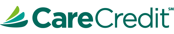Logo of CareCredit featuring green text and a leaf design.